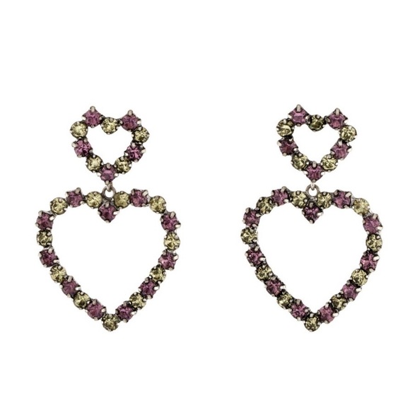 Dannijo Crystal Regina Heart Drop Earrings - Picture 1 of 4